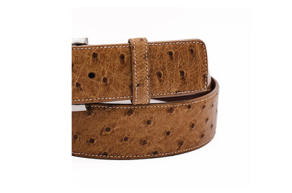 Tan Full Quill Ostrich Leather Belt