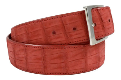 Genuine AAA ULTRA Red Suede Alligator Leather Belt