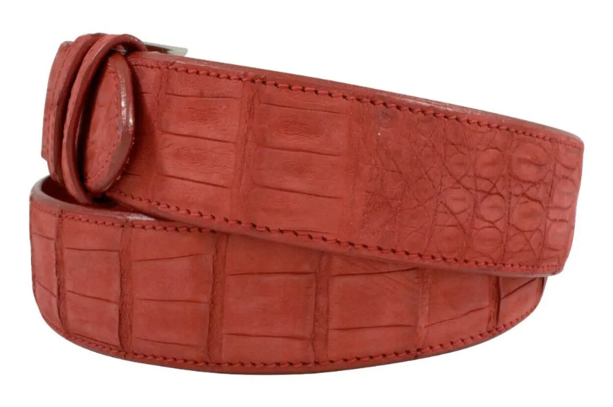 Genuine AAA ULTRA Red Suede Alligator Leather Belt