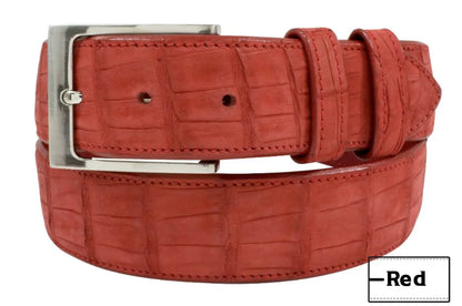 Genuine AAA ULTRA Red Suede Alligator Leather Belt