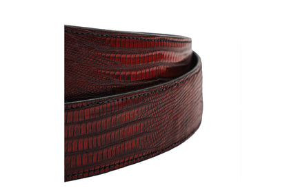 Black Cherry Lizard Leather Belt