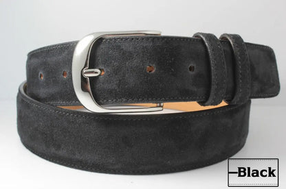 Genuine Black Italian Suede Leather Belt