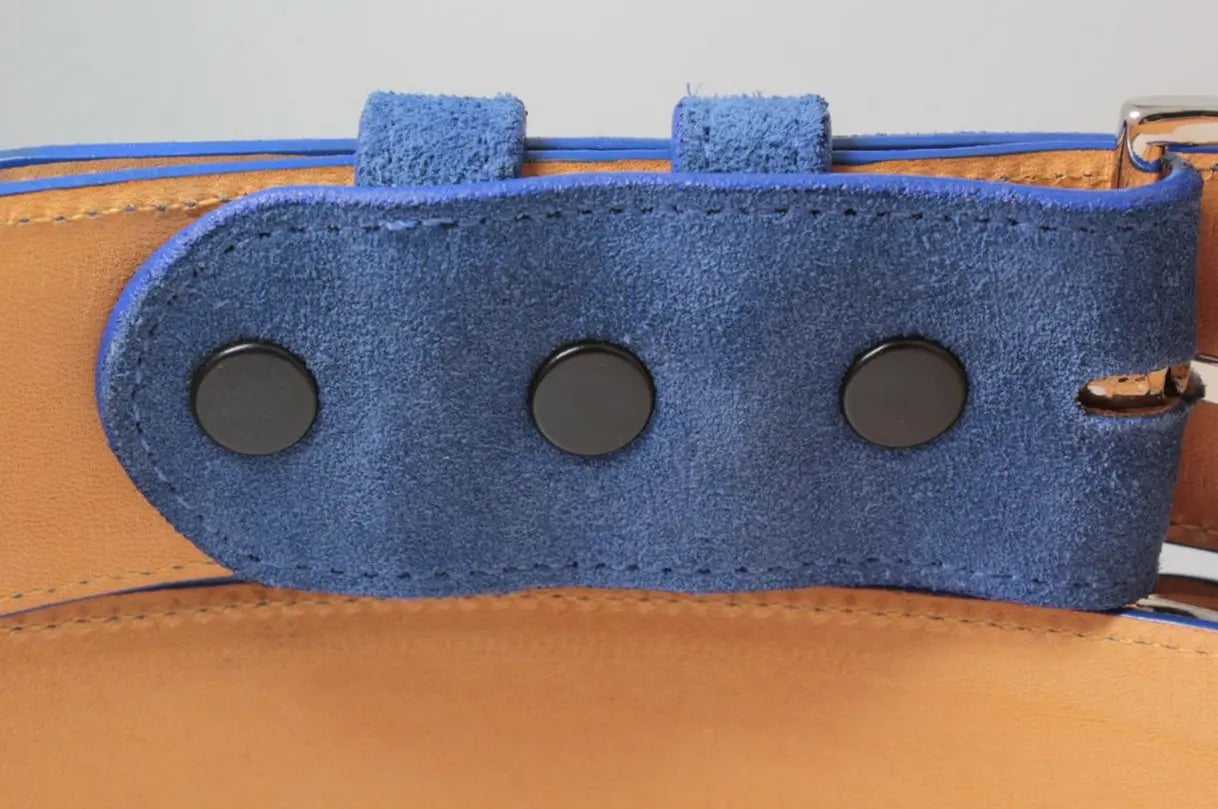 Genuine Blue Italian Suede Leather Belt