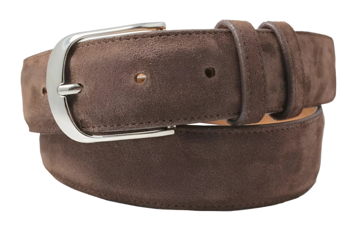 Genuine Brown Italian Suede Leather Belt