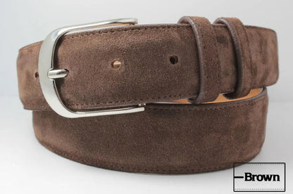 Genuine Brown Italian Suede Leather Belt