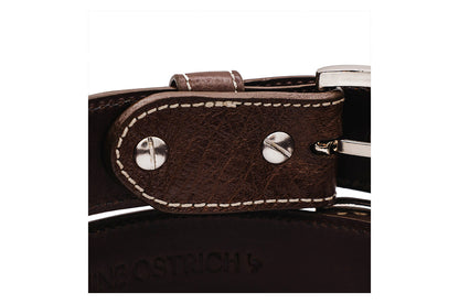 Brown Smooth Ostrich Leather Buckaroo Belt