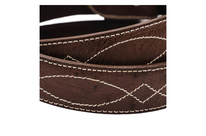 Brown Smooth Ostrich Leather Buckaroo Belt