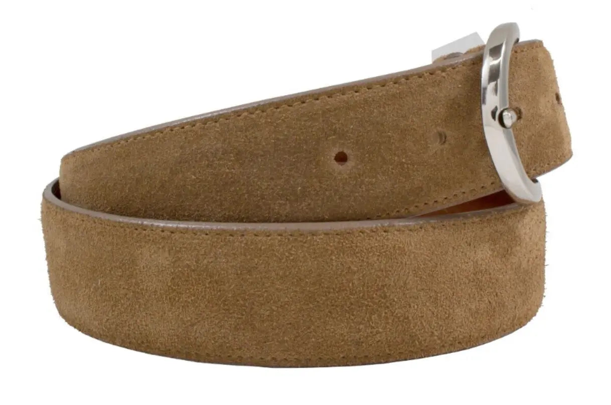 Genuine Cognac Italian Suede Leather Belt