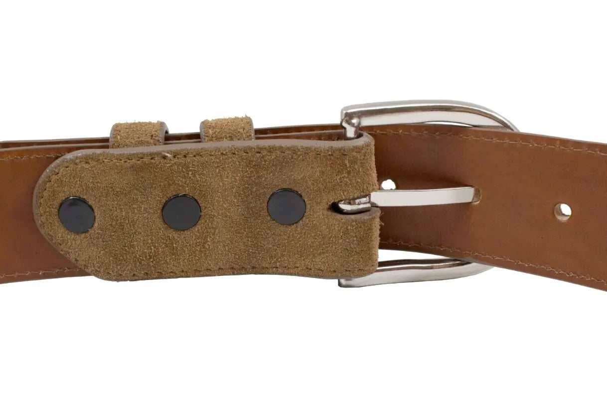 Genuine Cognac Italian Suede Leather Belt