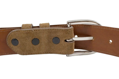 Genuine Cognac Italian Suede Leather Belt