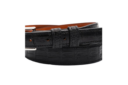 Black Alligator Leather Tapered Belt