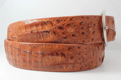 Hornback Cognac Caiman Crocodile Leather Belt