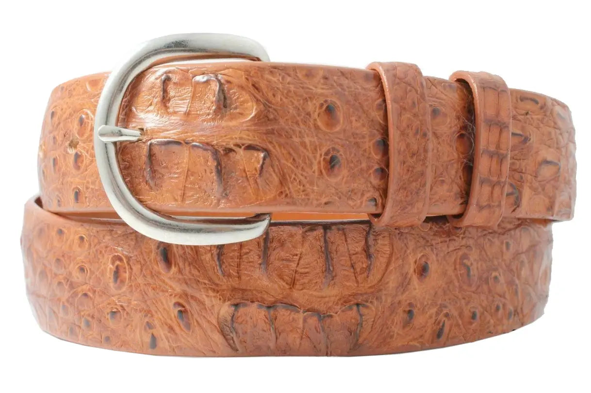 Hornback Cognac Caiman Crocodile Leather Belt