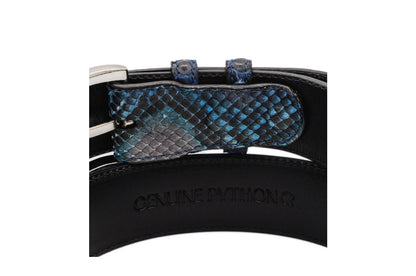 Genuine Natural Ocean Blue Python Leather Belt