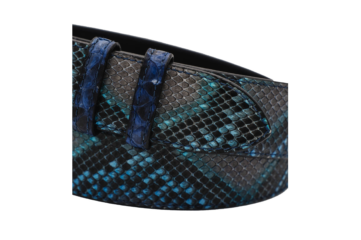 Genuine Natural Ocean Blue Python Leather Belt – Artifex Leather Works