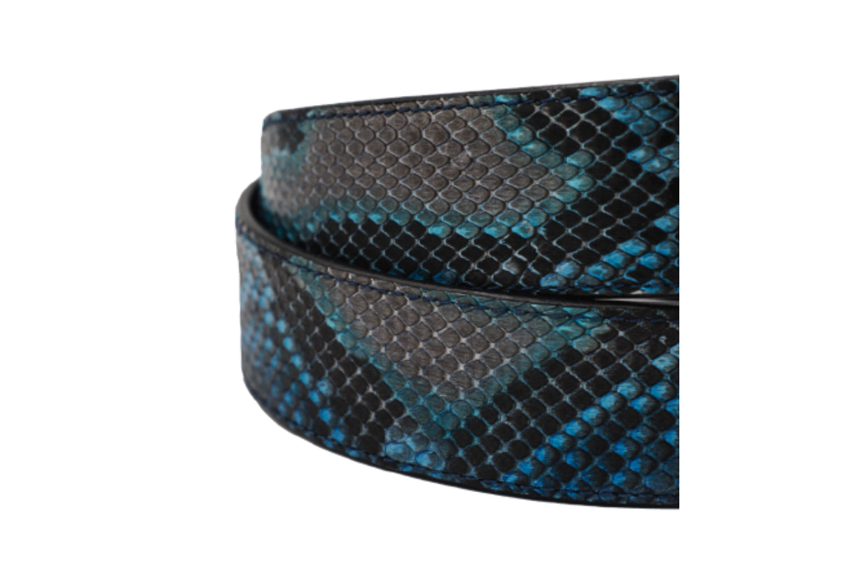 patchwork python belt in shades of blue Images High... Genuine Natural Ocean Blue Python Leather Belt – Artifex Leather Works