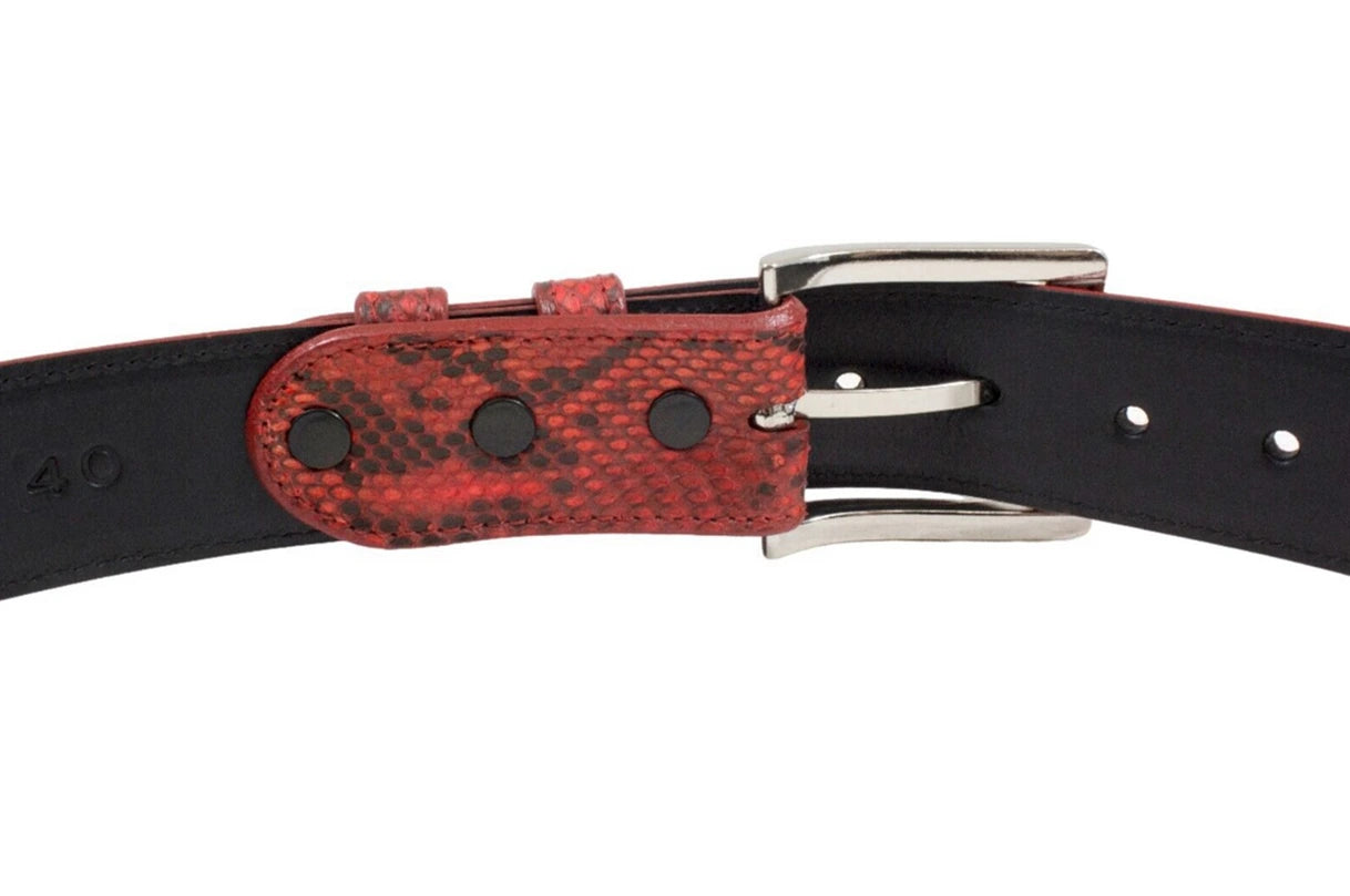 Genuine Natural Red Python Leather Belt