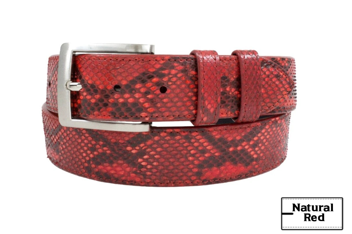 Genuine Natural Red Python Leather Belt