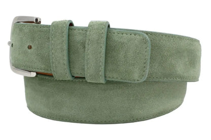 Genuine Olive Green Italian Suede Leather Belt