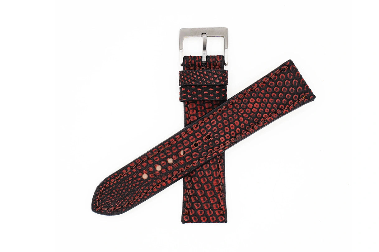 Genuine Washed Red Lizard Leather Watch Strap