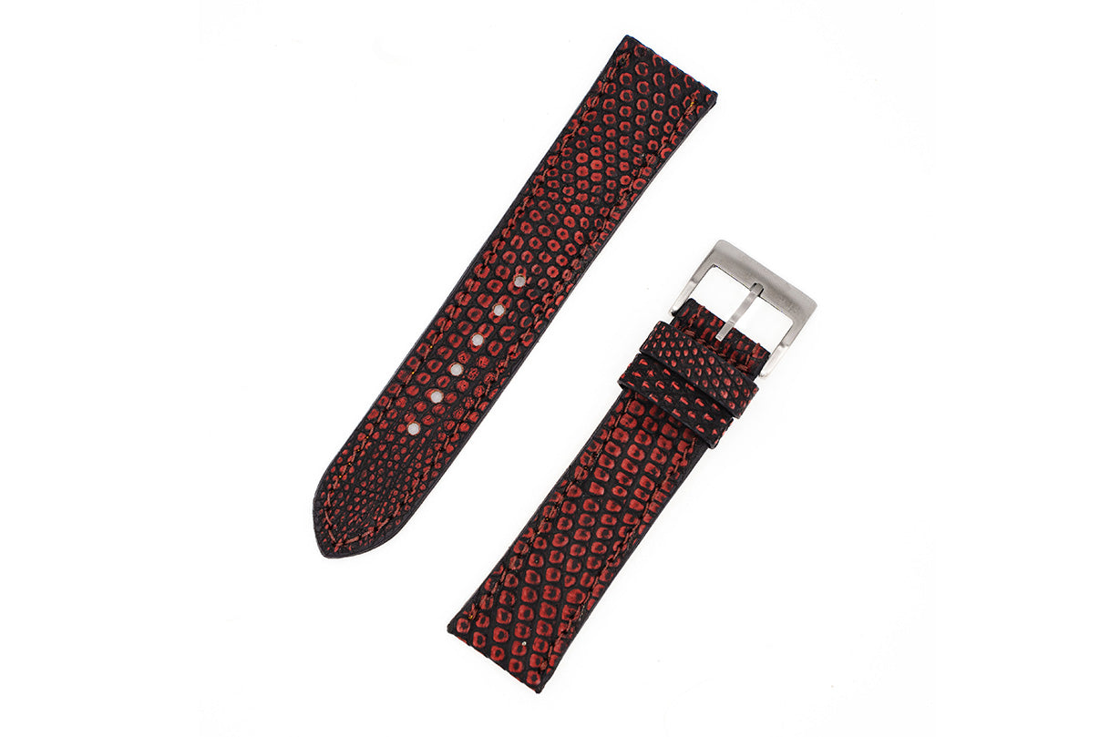 Genuine Washed Red Lizard Leather Watch Strap