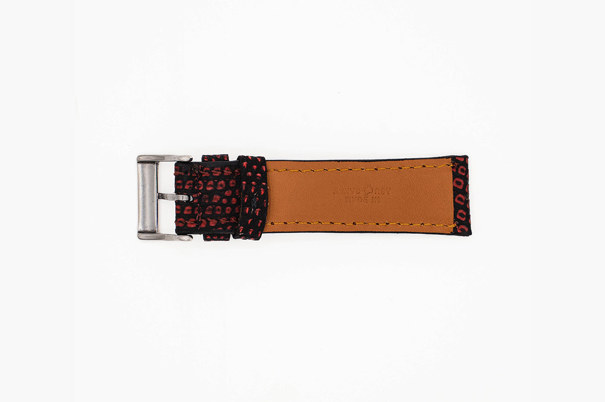 Genuine Washed Red Lizard Leather Watch Strap