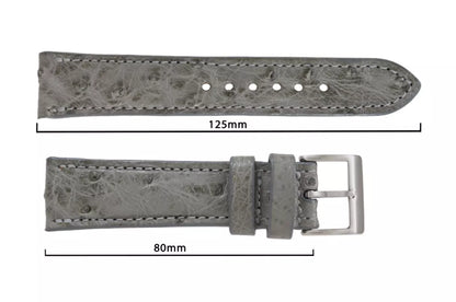 Gray Bruciato Full Quill Ostrich Leather Watch Strap