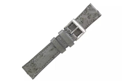 Gray Bruciato Full Quill Ostrich Leather Watch Strap