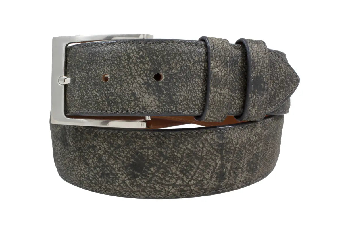 Gray Rustic Cape Buffalo Leather Belt