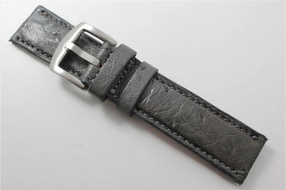 Grey Full Quill Ostrich Leather Watch Strap