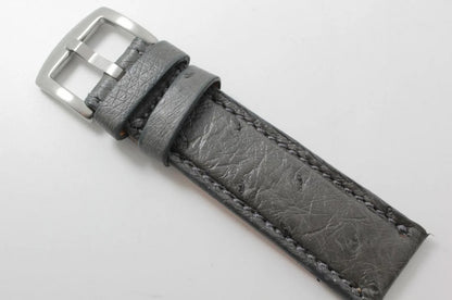 Grey Full Quill Ostrich Leather Watch Strap