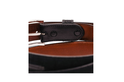 Hand tooled Black Italian Suede Leather Belt