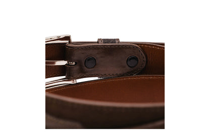 Hand tooled Brown Italian Suede Leather Belt