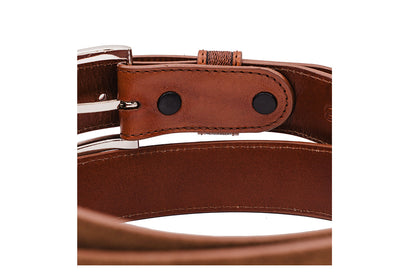 Hand Tooled Cognac Italian Suede Leather Belt