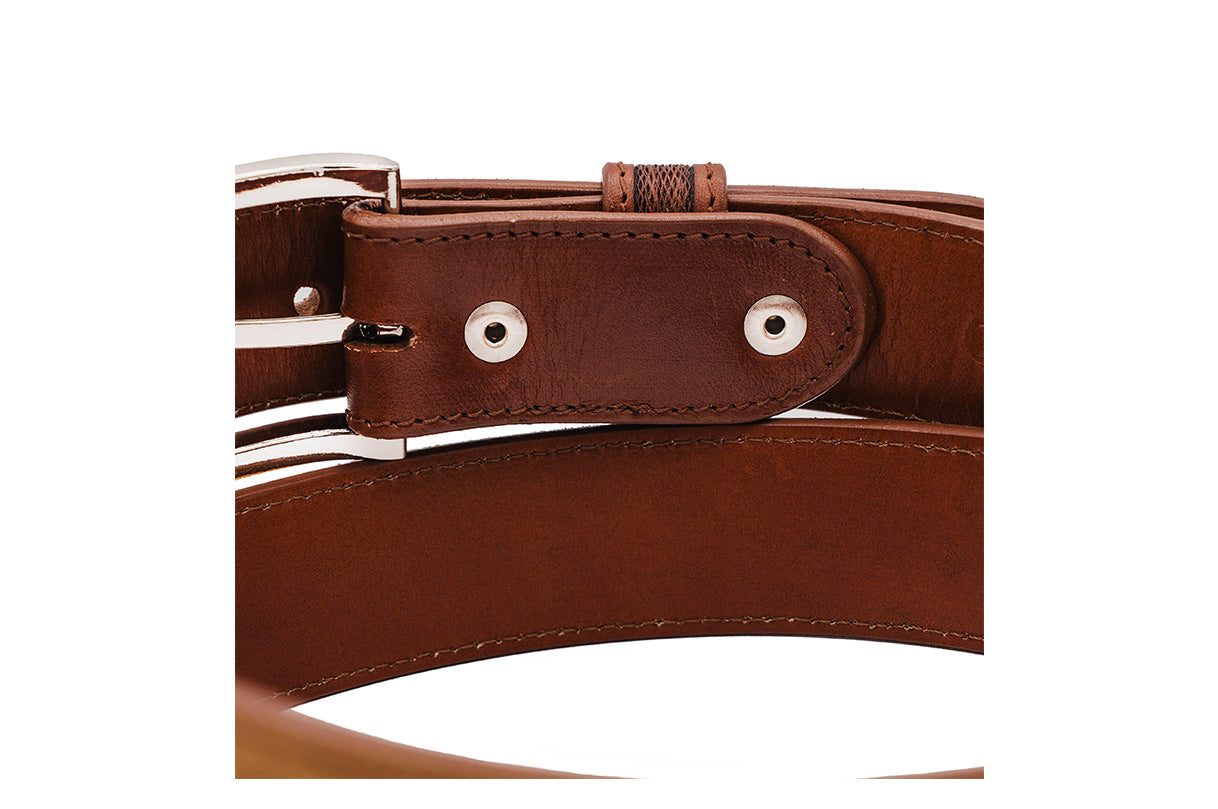 Hand Tooled Caramel Italian Suede Leather Belt