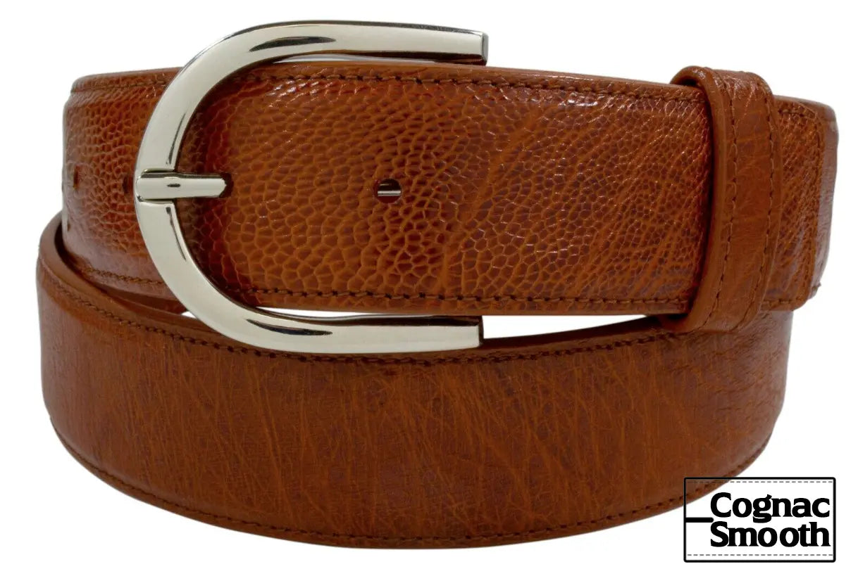 Cognac Smooth Ostrich Leather Belt