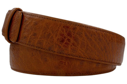 Cognac Smooth Ostrich Leather Belt