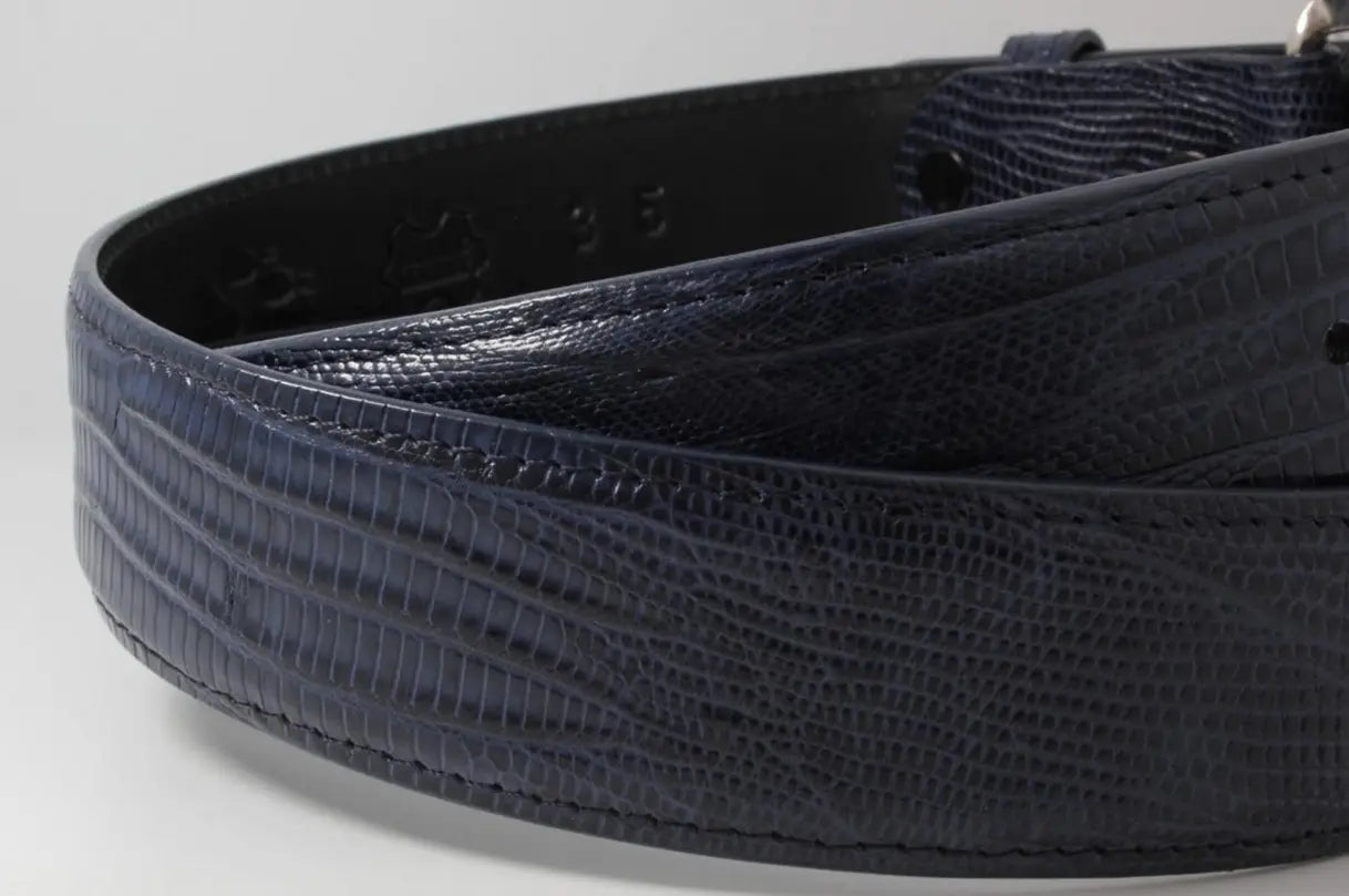 Navy Blue Lizard Leather Belt