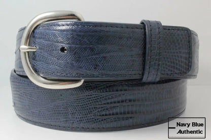 Navy Blue Lizard Leather Belt