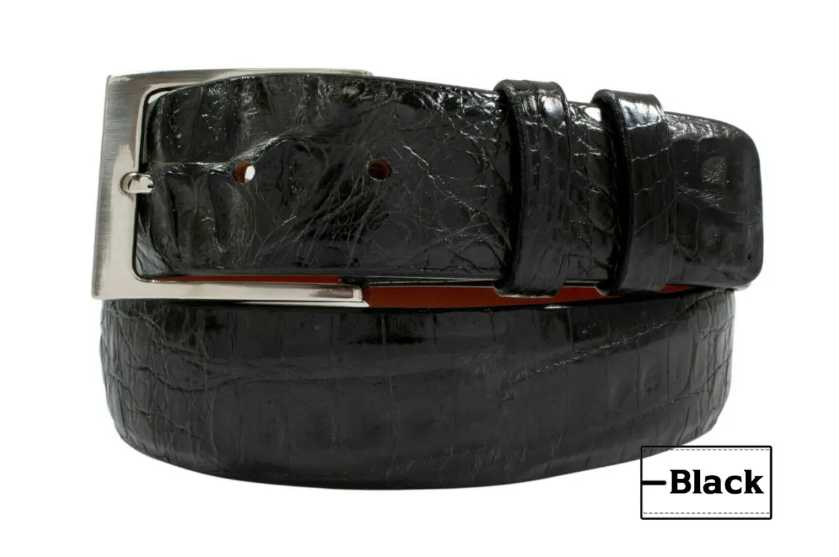 Hornback Black Caiman Crocodile Leather Belt