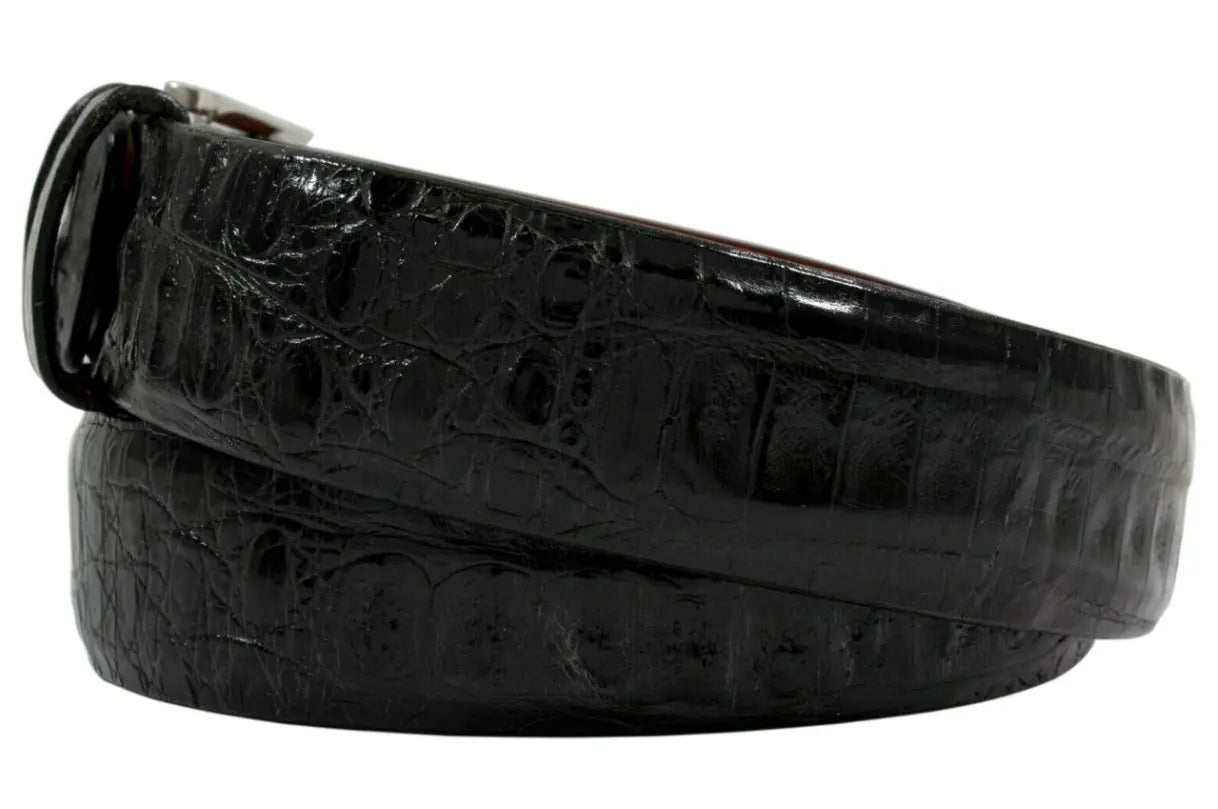 Hornback Black Caiman Crocodile Leather Belt