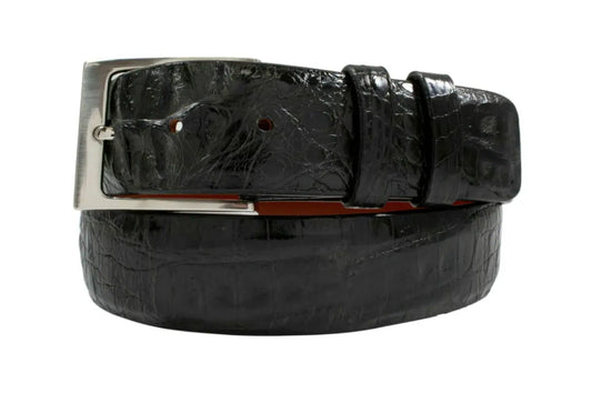 Hornback Black Caiman Crocodile Leather Belt