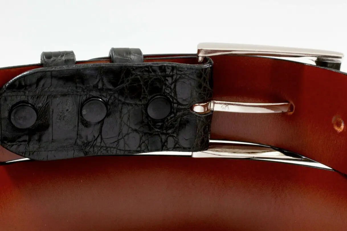 Hornback Black Caiman Crocodile Leather Belt