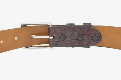 Hornback Black Cherry Caiman Crocodile Leather Belt