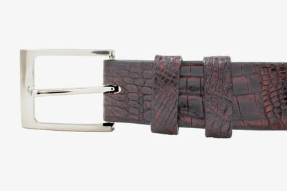 Hornback Black Cherry Caiman Crocodile Leather Belt