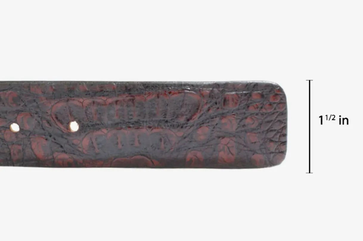 Hornback Black Cherry Caiman Crocodile Leather Belt