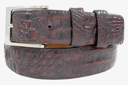 Hornback Black Cherry Caiman Crocodile Leather Belt