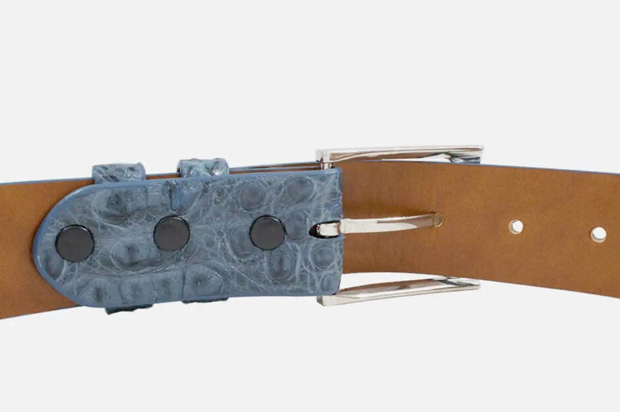 Hornback Blue Jean Caiman Crocodile Leather Belt