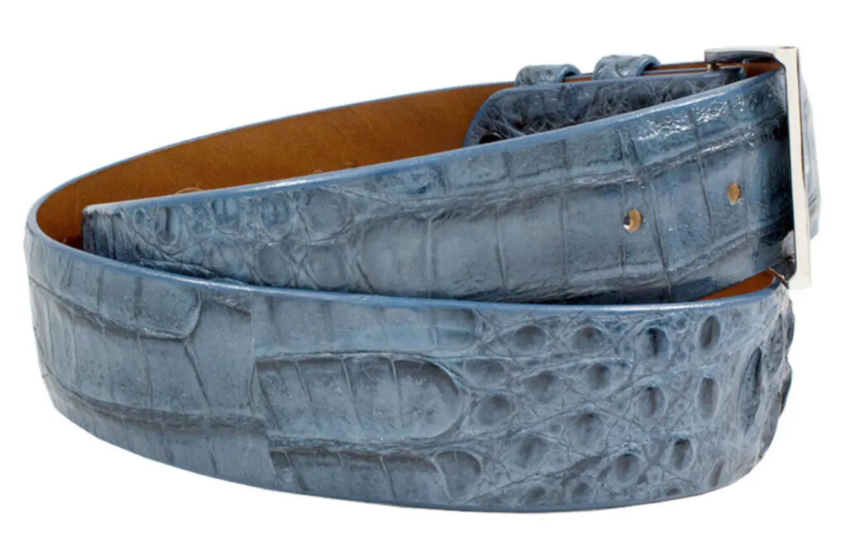 Hornback Blue Jean Caiman Crocodile Leather Belt