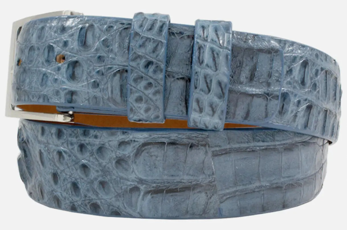 Hornback Blue Jean Caiman Crocodile Leather Belt